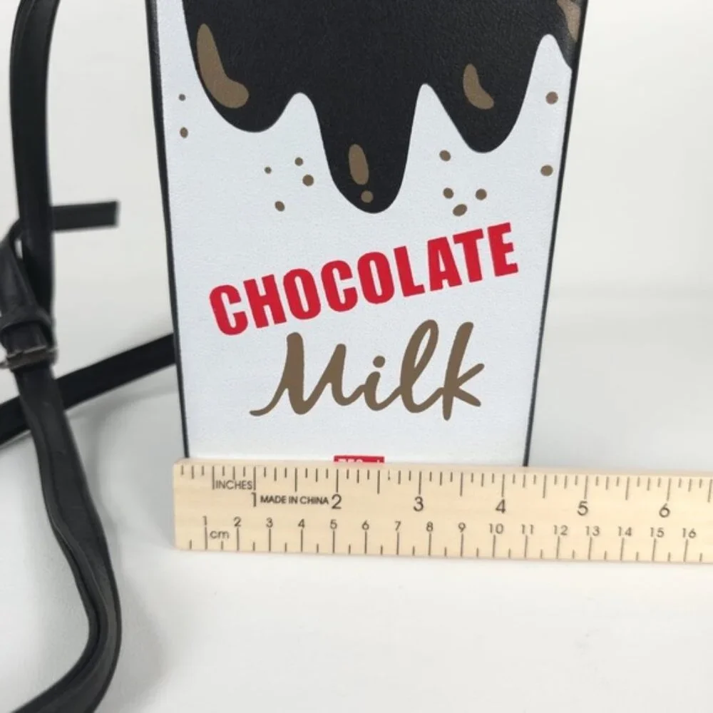 NEW CHOCOLATE MILK Carton Adjustable‎ Strap FAUX LEATHER CROSSBODY PURSE